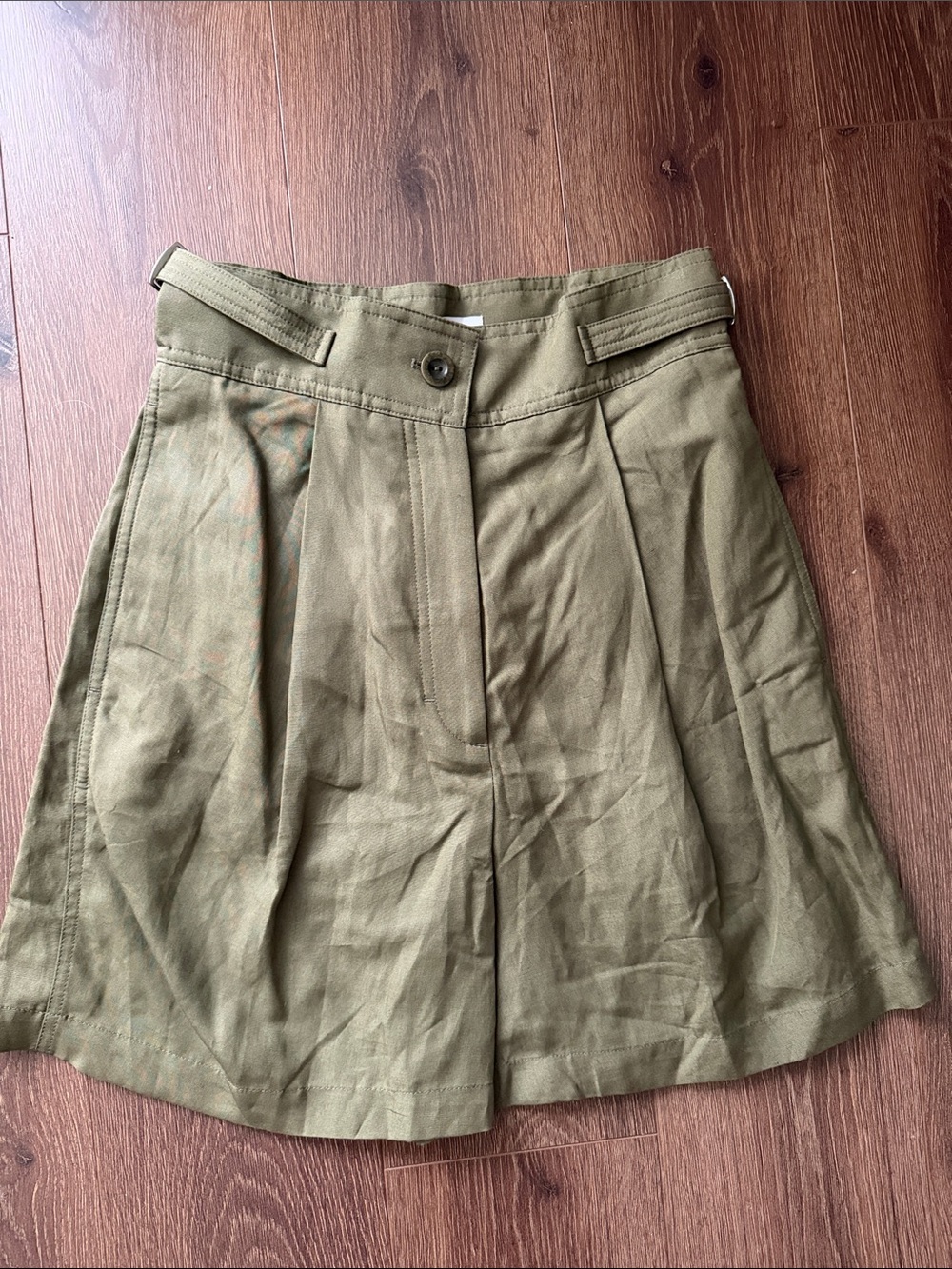 COS Olive Green Women's Pleated Shorts